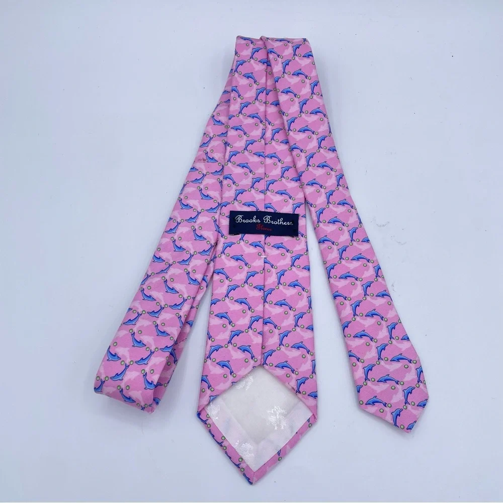 Brooks Brothers Boys Silk Dolphin Tie OS Pink/Blue